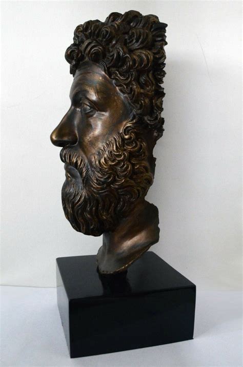 Marcus Aurelius Roman Emperor Face Mask Bust On Base Museum Replica