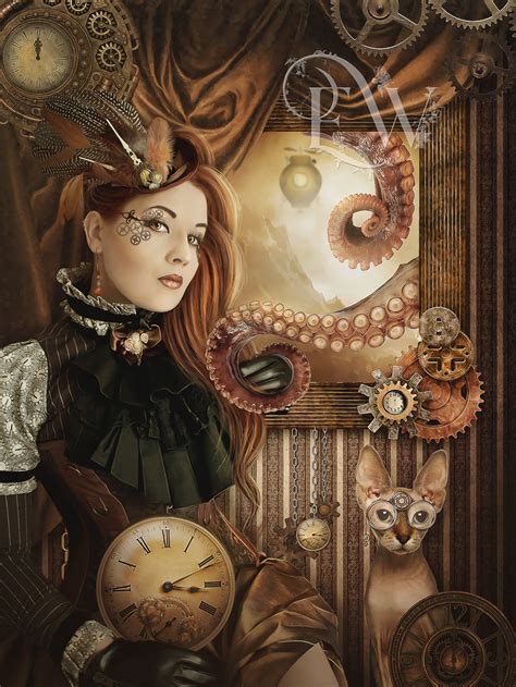 Steampunk Woman Fantasy Art Print Whimsical Surreal Wall Etsy