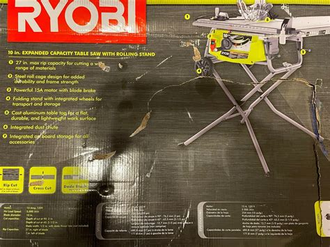 Ryobi Rts23 10 Inch Expanded Capacity Table Saw With Rolling Stand Ebay