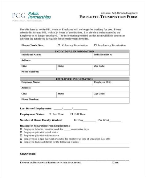 Free 8 Employee Termination Form Samples In Pdf Ms Word