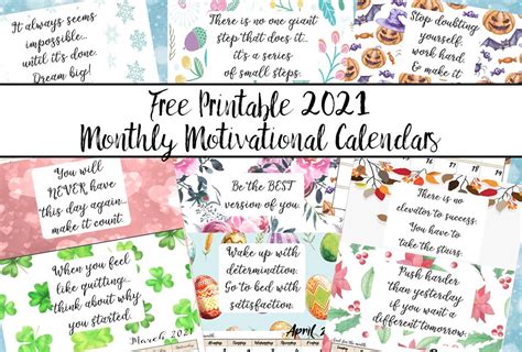 This 2021 year at a glance calendar is downloadable in both microsoft word and pdf format. Free Printable 2021 Monthly Motivational Calendars