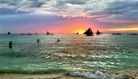 Boracay Beach Sunset Philippines Beautiful Places Best Places In