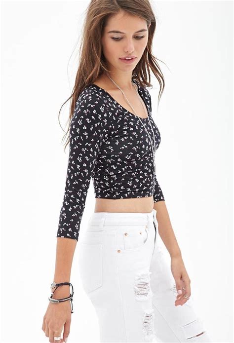 Forever 21 Spotted Floral Crop Top Crop Tops Forever21 Tops Floral Crop Tops