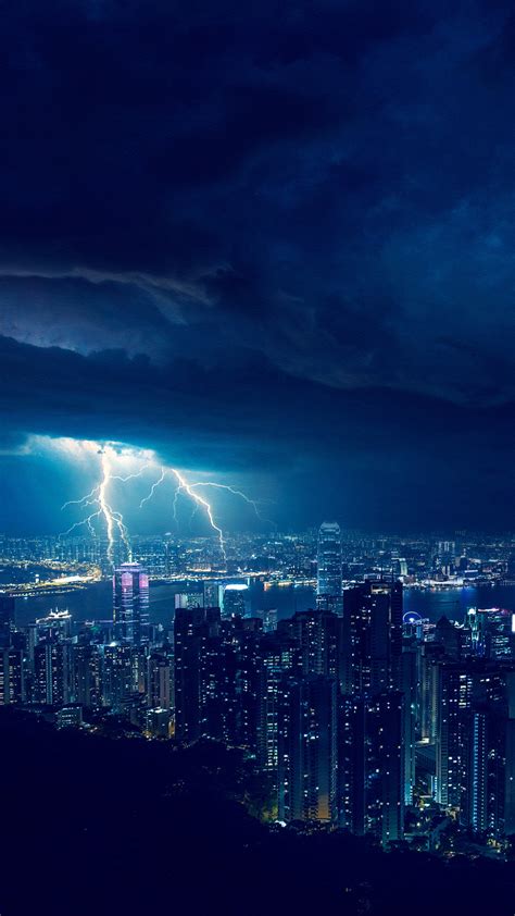 1080x1920 Storm Night Lightning In City 4k Iphone 76s6 Plus Pixel Xl