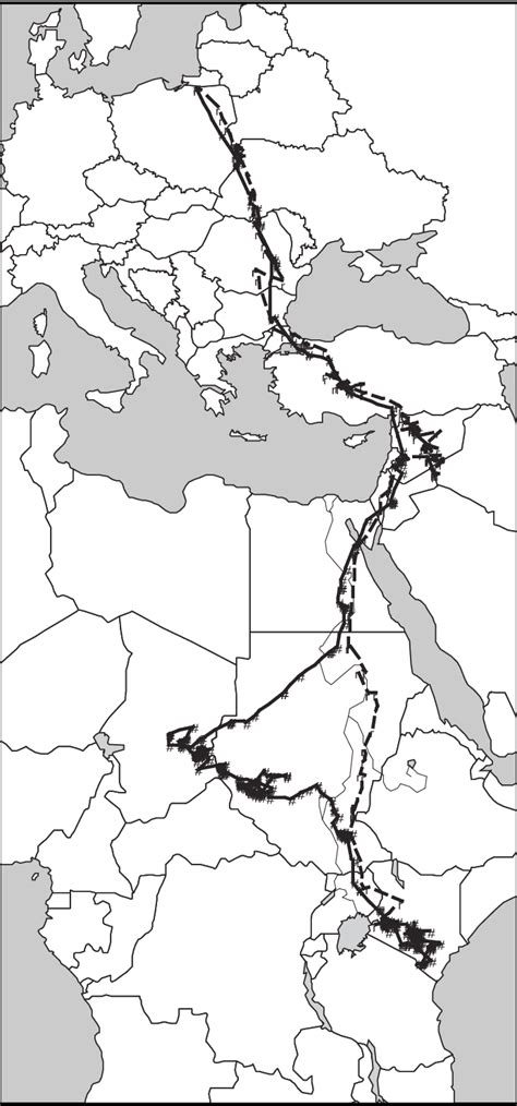 Migration Patterns Of An Individual Satellite Tracked White Stork