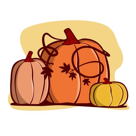 Pumpkins Autumn Fall Season Cartoon Hand Drawn Outline Icon