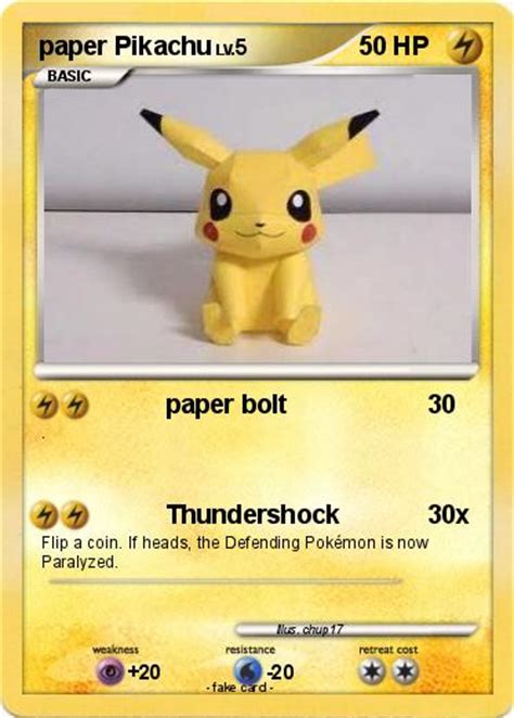 Then, slice a thin piece from the bottom making it flat (pictured). Pokémon paper Pikachu 1 1 - paper bolt - My Pokemon Card