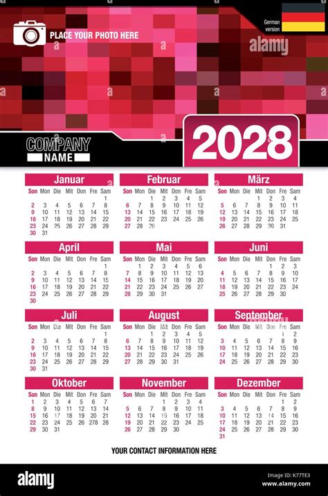 2028 German Calendar Stock Vector Images Alamy