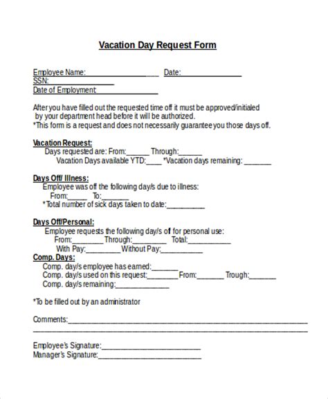 FREE 12 Sample Vacation Request Forms In PDF MS Word Excel