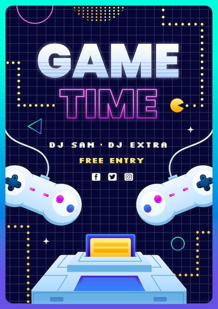 Free Vector Retro Gaming Poster Template Poster Gaming Okgo Net
