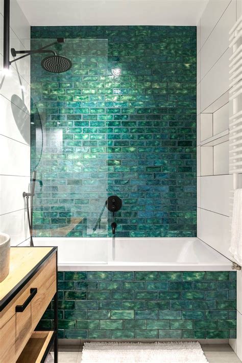 Ceg Sample Set Green Brick Tiles 5pcs Etsy Bathroom Interior Design Green Tile Bathroom