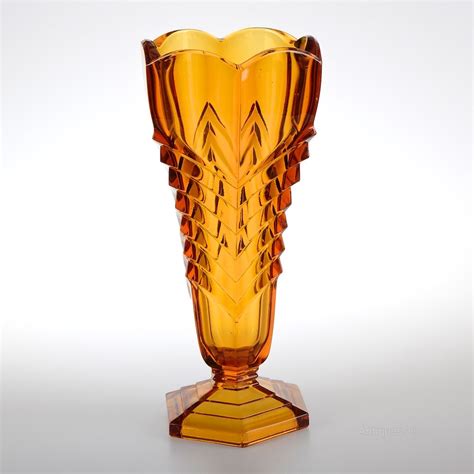 Antiques Atlas Art Deco Davidson Chevron Glass Vase
