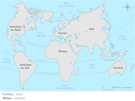 Carte Des Continents Et Oceans