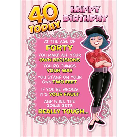 S2042 40 Sassy Girl 40th Birthday Card For A Milestone Birthday