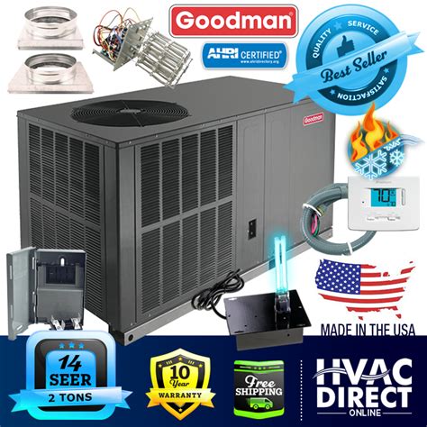 Goodman 2 Ton 14 Seer Packaged Heat Pump Unit Install Kit Free