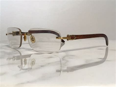 Cartier Rimless Bubinga Wood 18k Wood Glasses Sunglasses Eyeglasses Frames Buffs Shabowhita