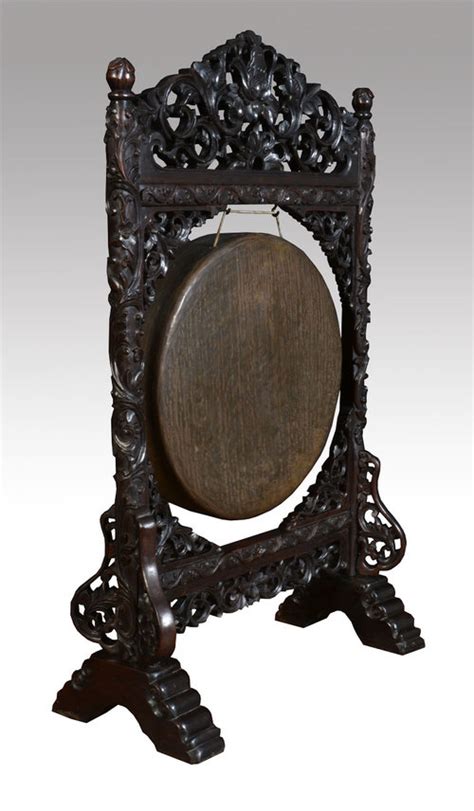 Chinese Gong On Carved Hardwood Stand Antiques Atlas