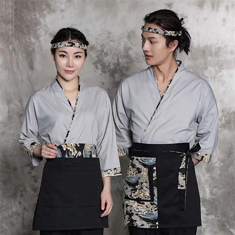 2018 Special Style Food Service Chef Uniform Japan Kimono Working Wear Sushi Chef Jacket Food