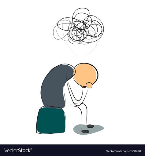 Depressed Man With Many Thoughts Royalty Free Vector Image
