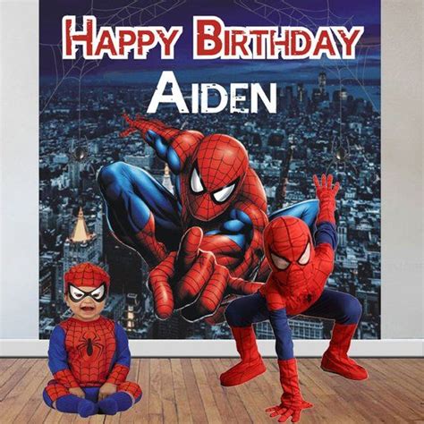 Spiderman Birthday Party Backdrop Personalized Birthday Etsy