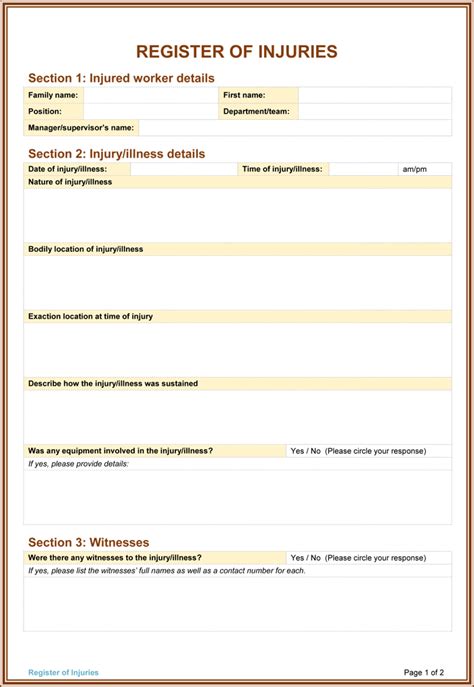 5 Sample Injury Form Templates To Create An Injury Report
