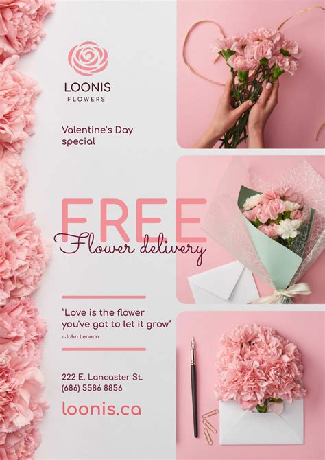 Valentines Day Flowers Delivery Offer Online Poster Template Crello