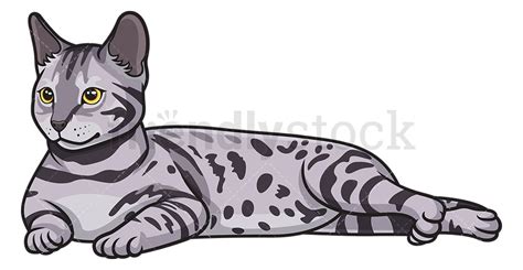 Bengal Cat Lying Down Cartoon Clipart Vector Friendlystock