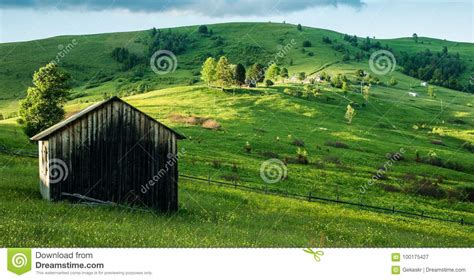 Mountain Landscape With Wooden House Stock Image Image Of Roof