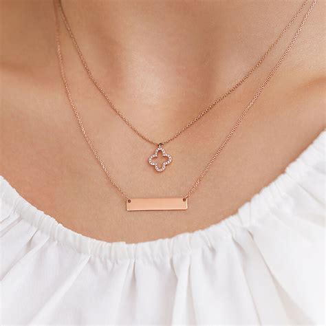 Bar Necklace In 10ct Rose Gold