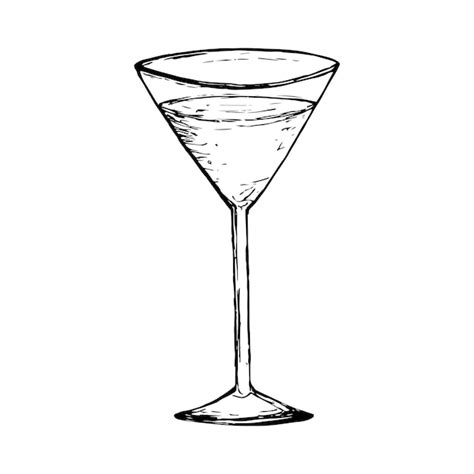 Premium Vector Single Cocktail Glass Hand Sketch Martini Cocktail Vector Illustration