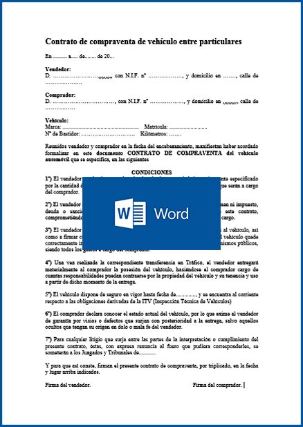 Modelo Contrato Compraventa Moto Para Descargar En Word