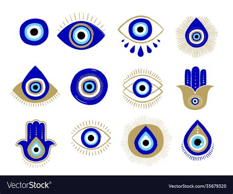 Evil Eye Or Turkish Symbols And Icons Set Vector Image