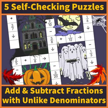 Add Subtract Fractions With Unlike Denominators Cross Number Puzzle