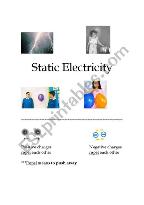English Worksheets Static Electricity Review