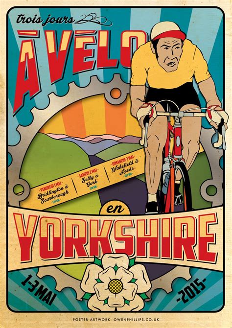 Vintage Tour De France Style Yorkshire Cycling Poster By Owen Phillips
