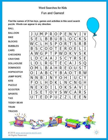 Challenge the kids with word puzzles. Fun Word Searches for Kids