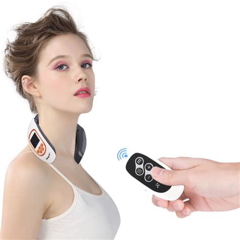 Ckeyin Rechargeable Neck Massager With Heat Smart Cordless Pulse Neck Massager 3 Modes 15 Levels