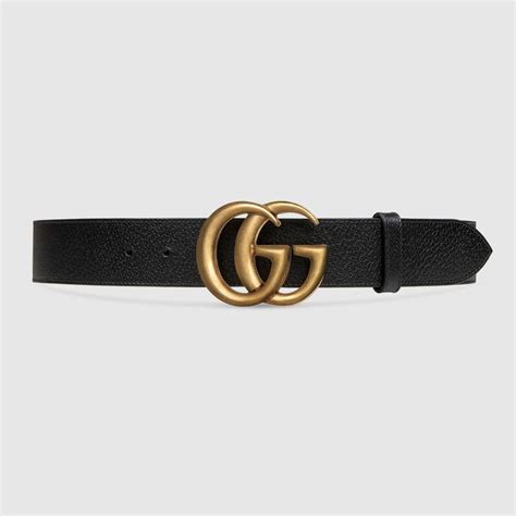 Gucci Unisex Wide Leather Belt With Double G Buckle 4 Cm Width Black