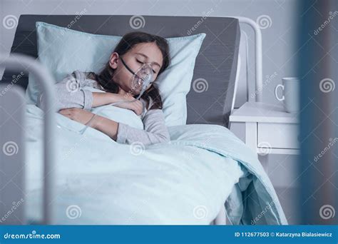 Girl With Oxygen Mask Stock Image Image Of Healthcare 112677503