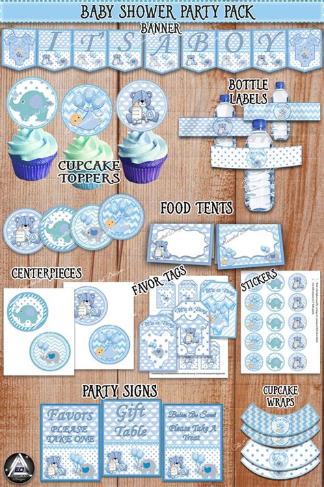 Boy Baby Shower Party Kit Printable Baby Shower Pack Party Signs It