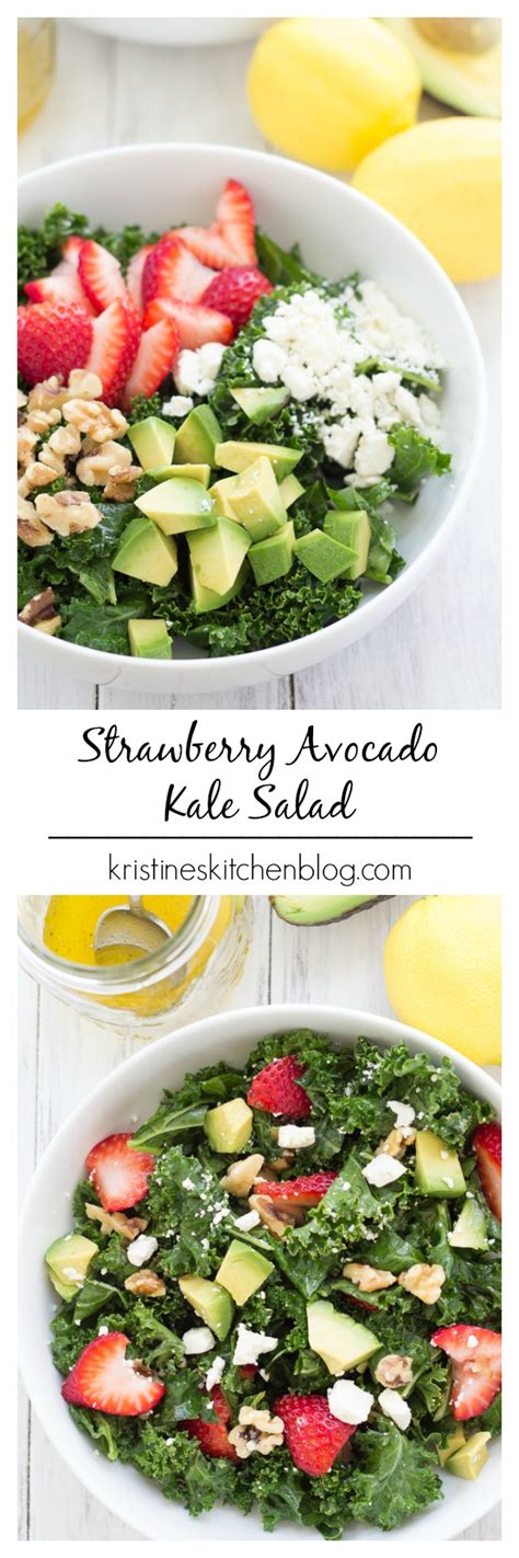Strawberry Avocado Kale Salad Kristines Kitchen