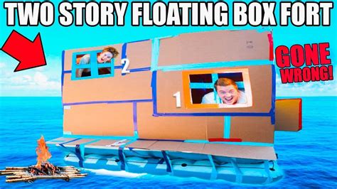 2 Story Box Fort Boat Gone Wrong 📦 ⛵️ 24 Hour Challenge Tv Gaming