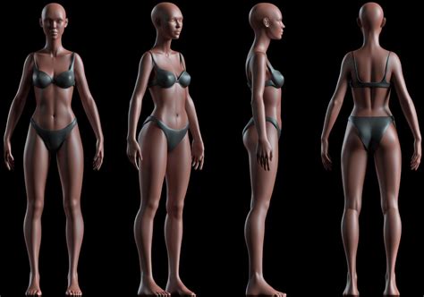 Realistyczna Basemesh Kobieta Kobiece Ciało Rigged Uvmapped Model