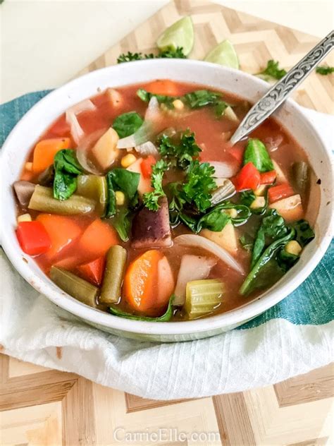 Crock Pot Vegan Vegetable Soup Weight Watchers 21 Day Fix Carrie Elle
