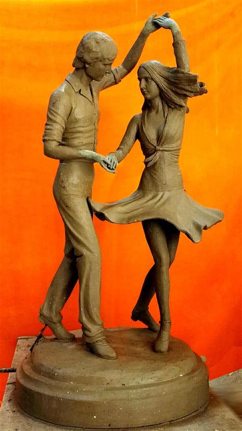 Clay Model Heres To You Sculpture Dancing Couple Eddy Adriaens