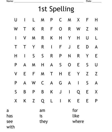 1st Spelling Word Search Wordmint