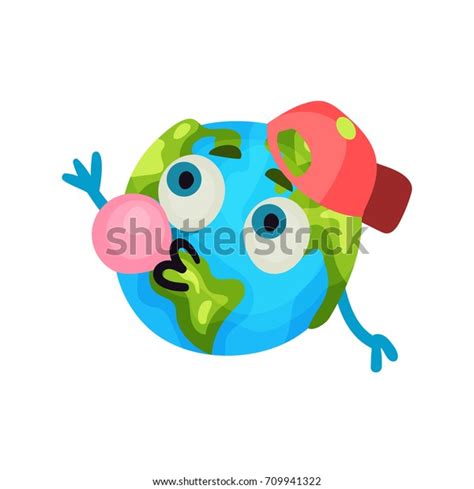 Cute Cartoon Funny Earth Planet Emoji Stock Vector Royalty Free