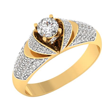 As you have probably expected, most people care about the ring design, the gold type used to create, and whether the ring has a stone. 0.82 carat 18K Yellow Gold - Dina Pave Engagement Ring - Engagement Rings at Best Prices in ...