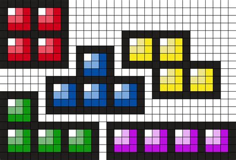 Tetris Pieces Perler Bead Pattern Bead Sprites Misc Fuse Bead Patterns