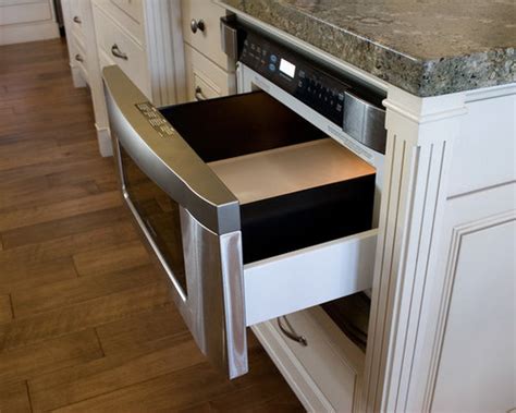 Remove the microwave from the bracket and insert the bracket's bolts into the cabinet holes. Microwave Drawer In Island | Houzz